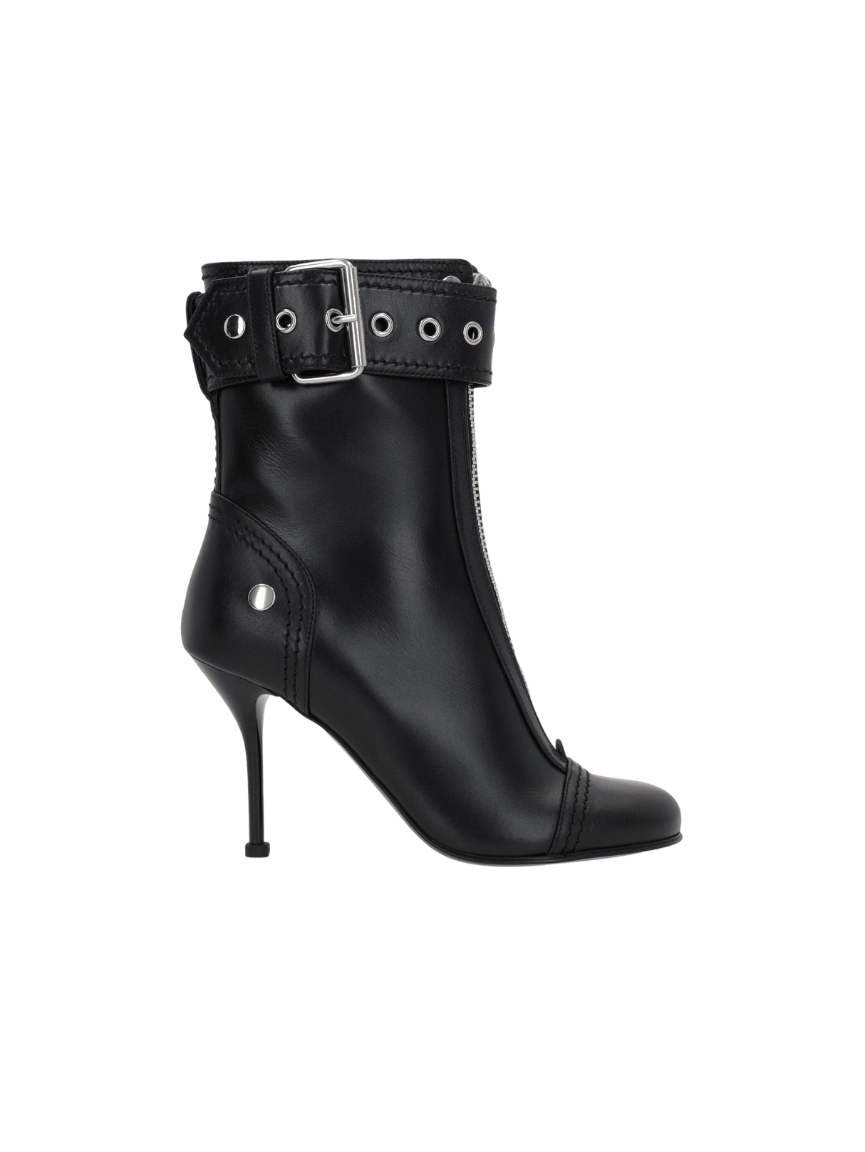 Zip-Detailed Smooth Leather Ankle Boots-ALEXANDER MCQUEEN-JOHN JULIA