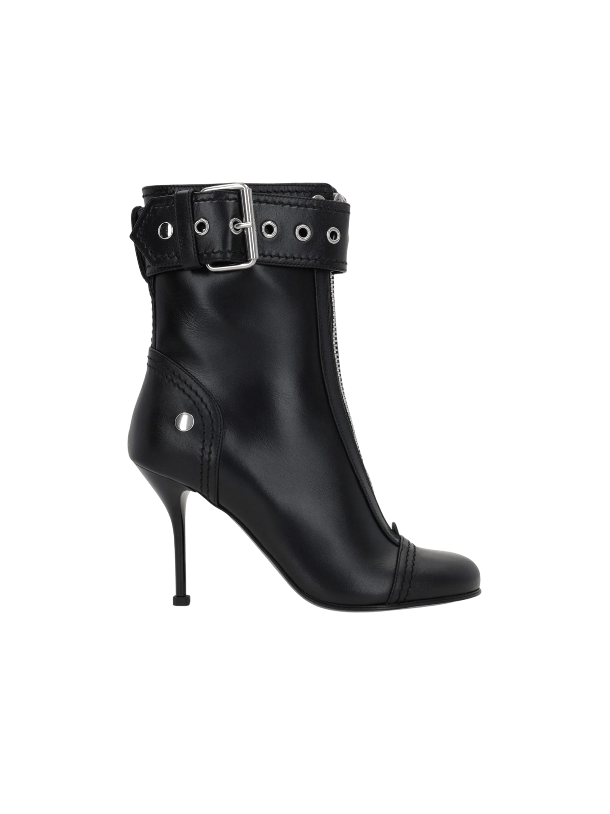 Zip-Detailed Smooth Leather Ankle Boots-ALEXANDER MCQUEEN-JOHN JULIA