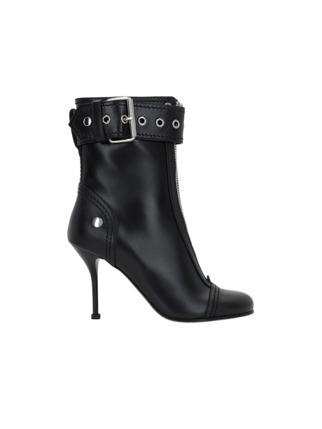 Zip-Detailed Smooth Leather Ankle Boots-ALEXANDER MCQUEEN-JOHN JULIA