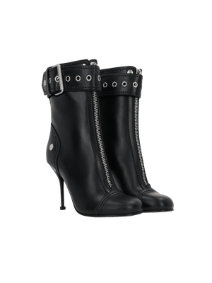 Zip-Detailed Smooth Leather Ankle Boots-ALEXANDER MCQUEEN-JOHN JULIA