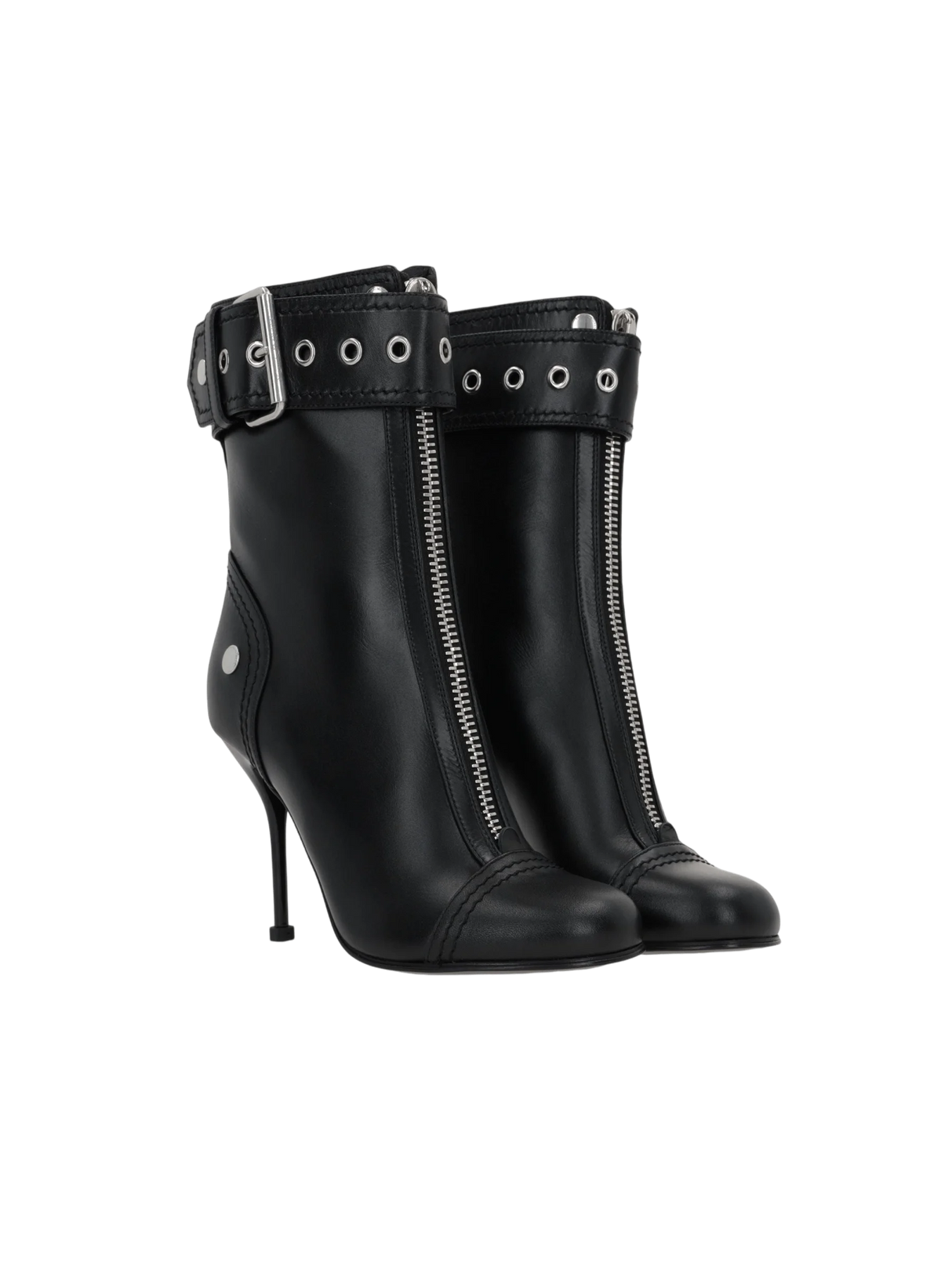 Zip-Detailed Smooth Leather Ankle Boots-ALEXANDER MCQUEEN-JOHN JULIA