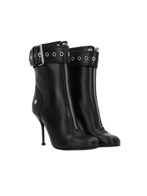 Zip-Detailed Smooth Leather Ankle Boots-ALEXANDER MCQUEEN-JOHN JULIA