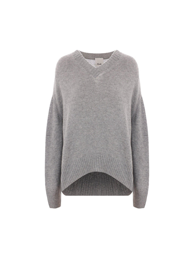 Cashmere V-Neck Sweater-ALLUDE-JOHN JULIA