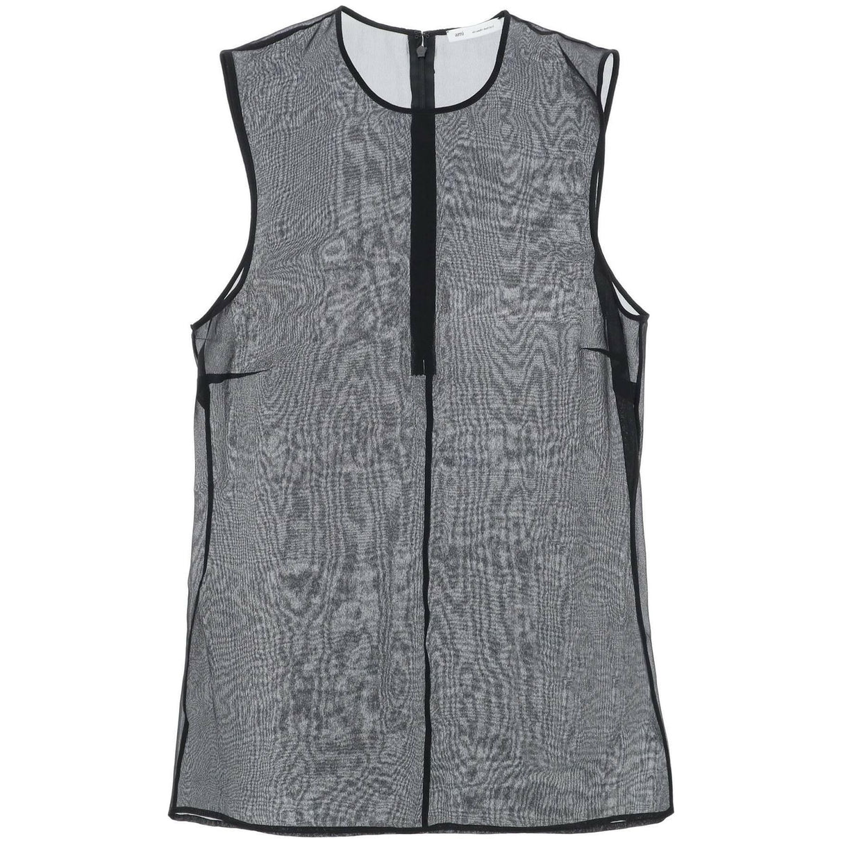 Black Sheer Silk Sleeveless Silk Top AMI ALEXANDRE MATTIUSSI JOHN JULIA.