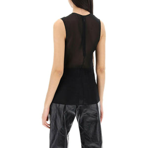 Black Sheer Silk Sleeveless Silk Top AMI ALEXANDRE MATTIUSSI JOHN JULIA.