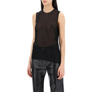 Black Sheer Silk Sleeveless Silk Top AMI ALEXANDRE MATTIUSSI JOHN JULIA.