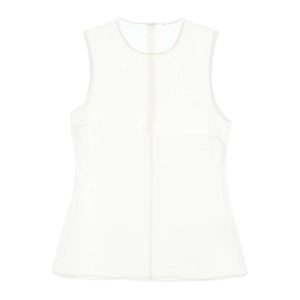 White Sheer Silk Sleeveless Silk Top AMI ALEXANDRE MATTIUSSI JOHN JULIA.