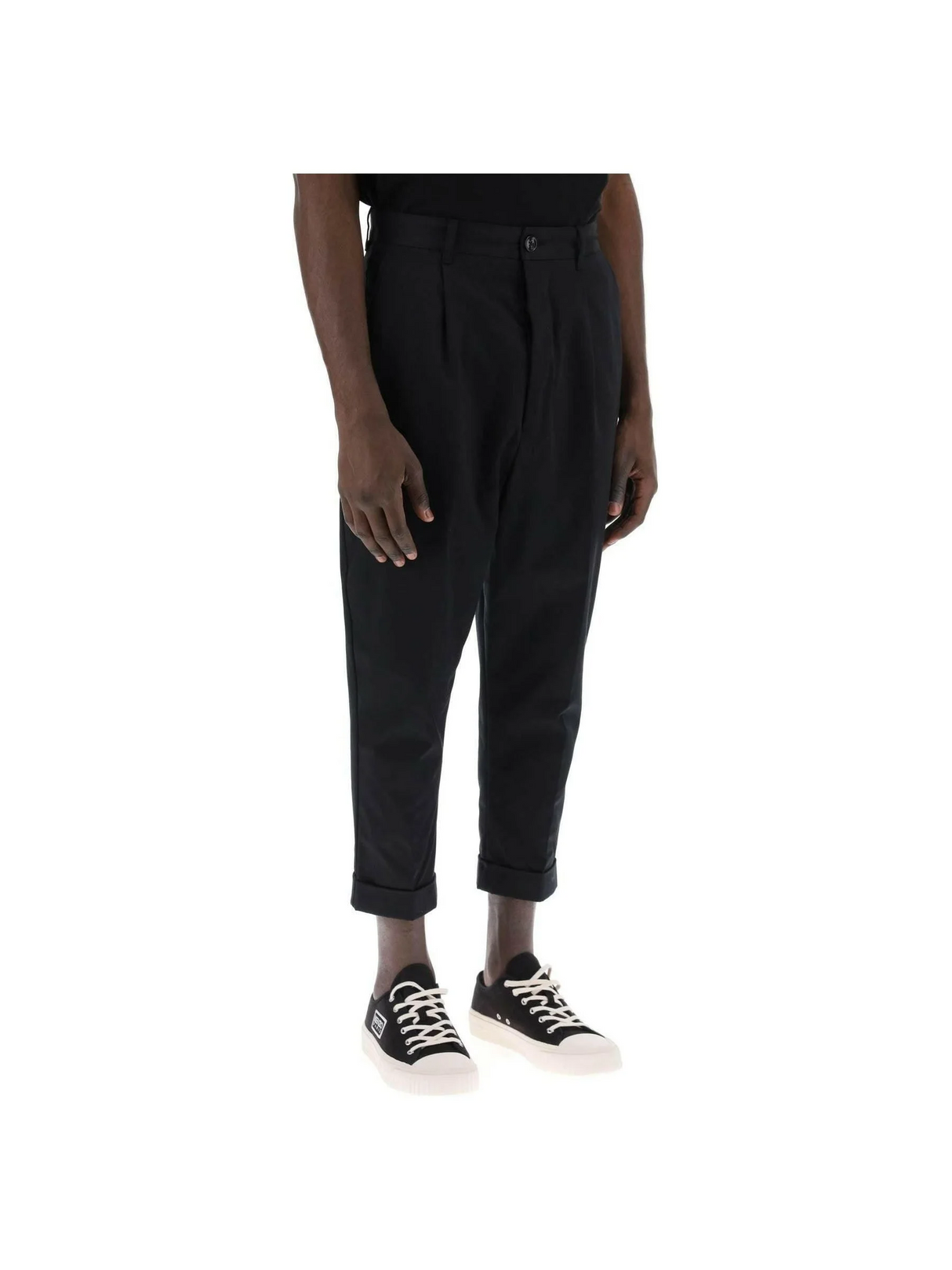 Black Cotton Carrot-Fit Trousers AMI ALEXANDRE MATTIUSSI JOHN JULIA.