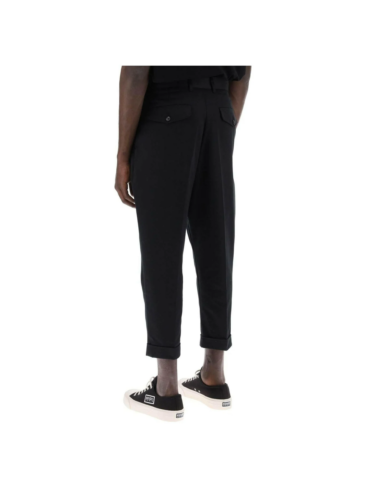 Black Cotton Carrot-Fit Trousers AMI ALEXANDRE MATTIUSSI JOHN JULIA.