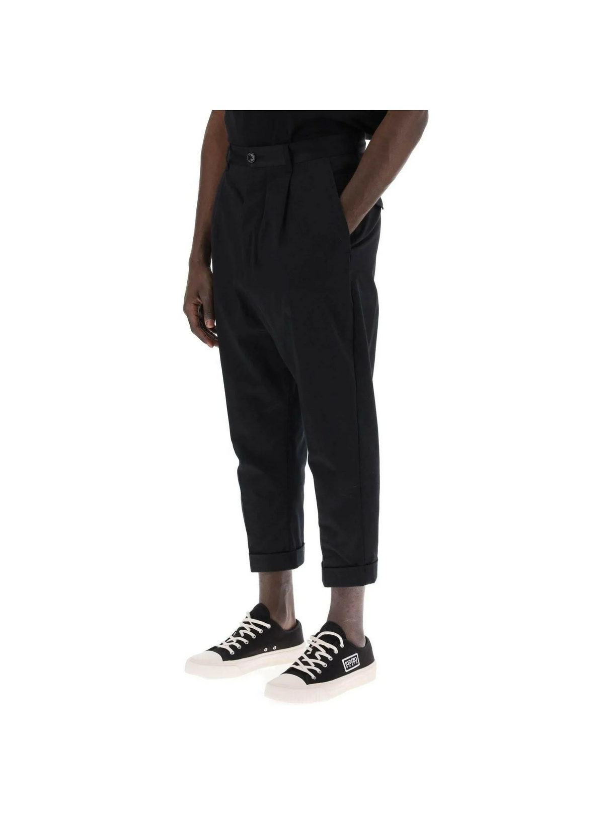 Black Cotton Carrot-Fit Trousers AMI ALEXANDRE MATTIUSSI JOHN JULIA.