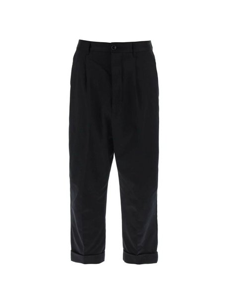 Black Cotton Carrot-Fit Trousers AMI ALEXANDRE MATTIUSSI JOHN JULIA.