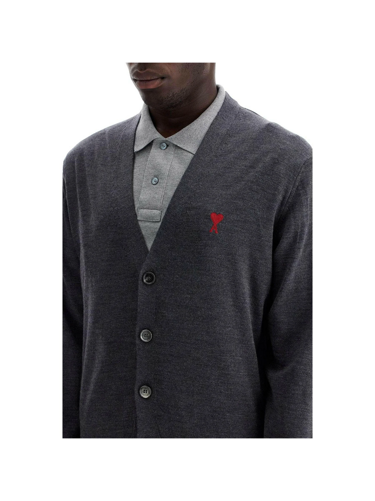 Ami de Couer Classic Merino Wool Cardigan-AMI PARIS-JOHN JULIA