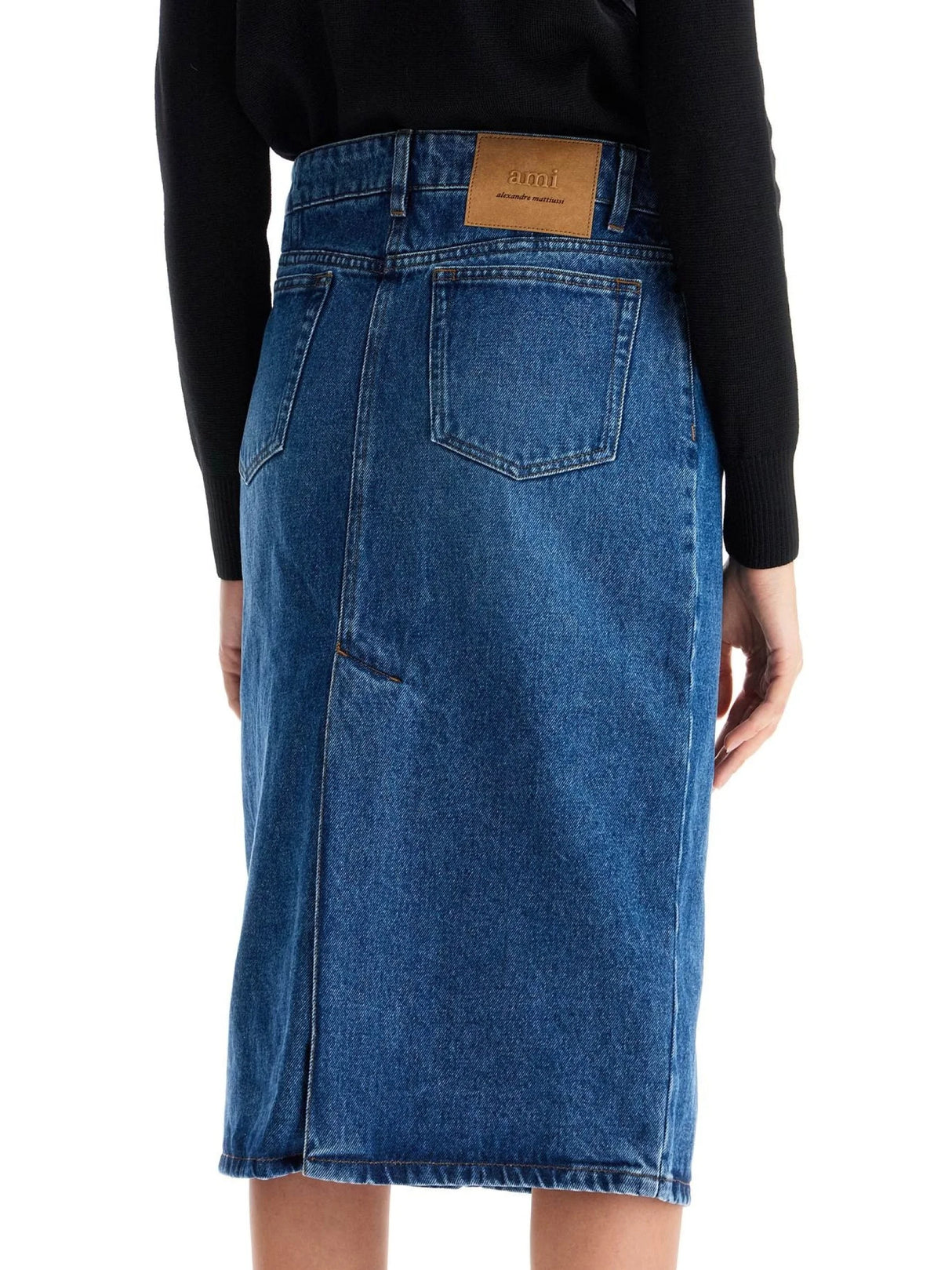 Denim Midi Skirt In Seven