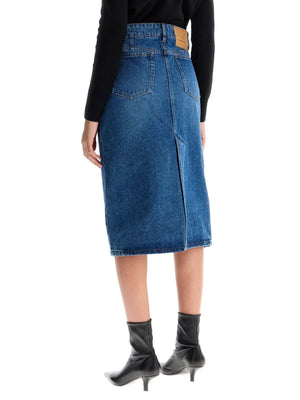 Denim Midi Skirt In Seven