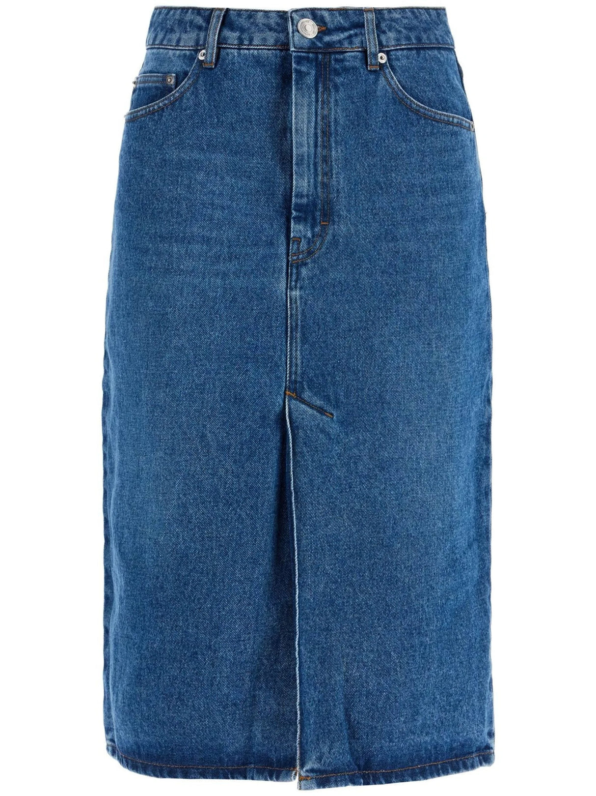 Denim Midi Skirt In Seven