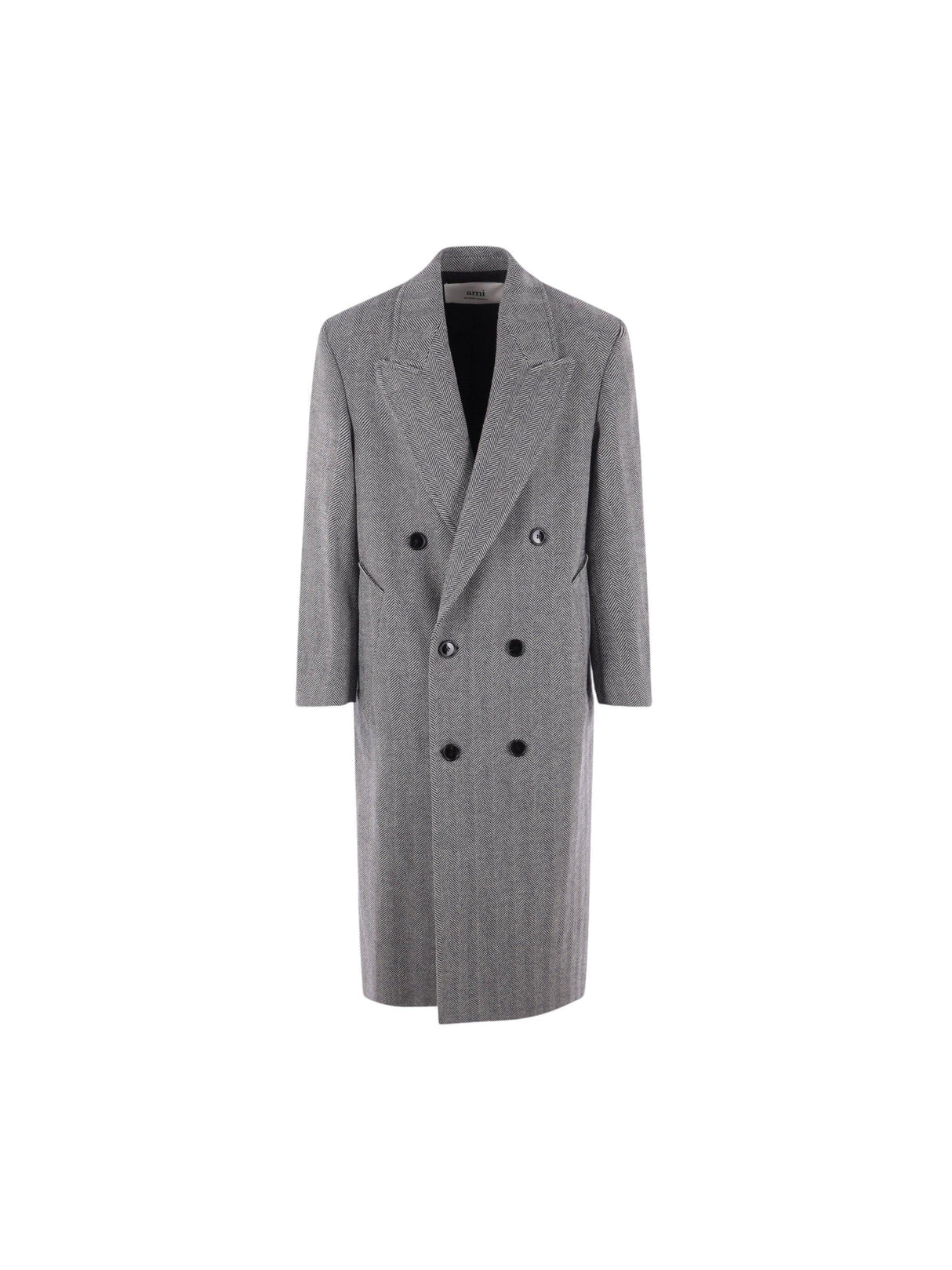 Herringbone Wool Blend Coat-AMI PARIS-JOHN JULIA