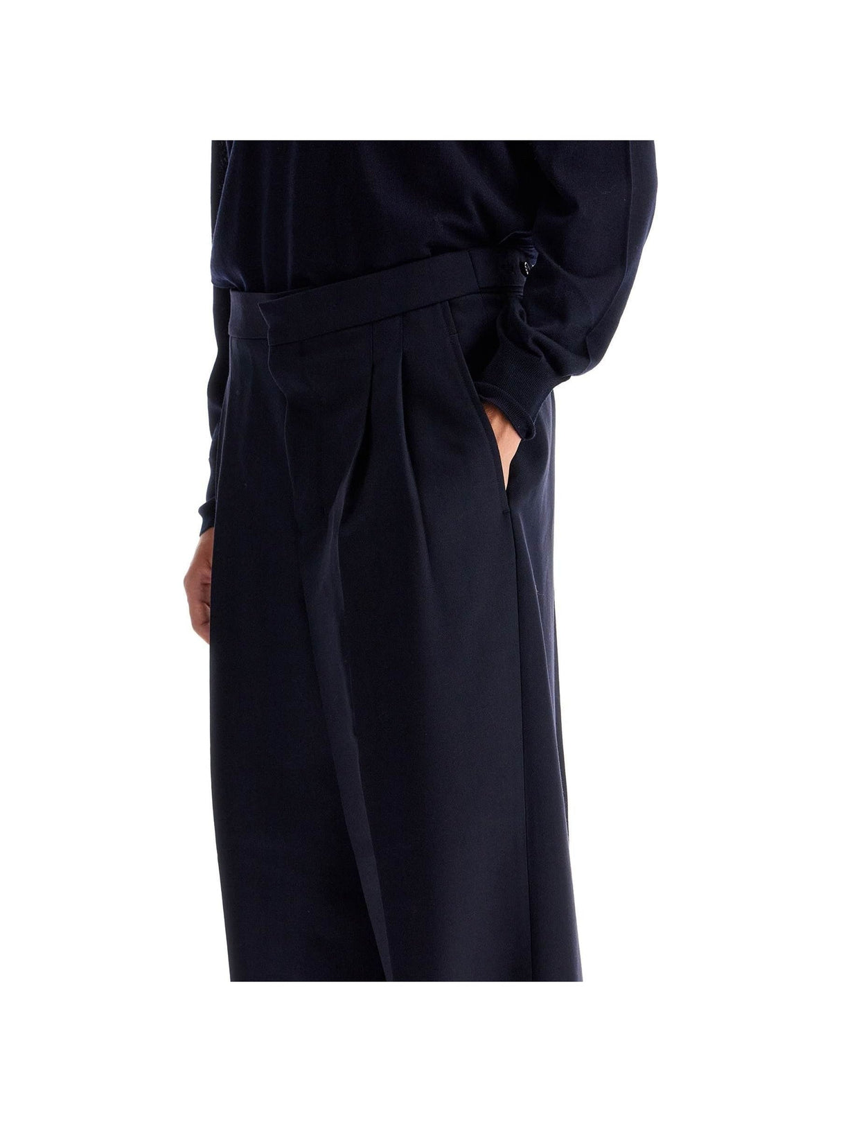 AMI ALEXANDRE MATTIUSSIAMI ALEXANDRE MATTIUSSI-Large Fit Wool Gabardine Trousers -JOHN JULIA.