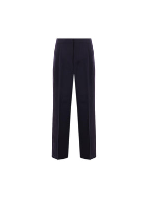 Loose-fit Wool Gabardine Trousers-AMI PARIS-JOHN JULIA