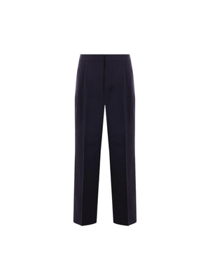 Loose-fit Wool Gabardine Trousers-AMI PARIS-JOHN JULIA