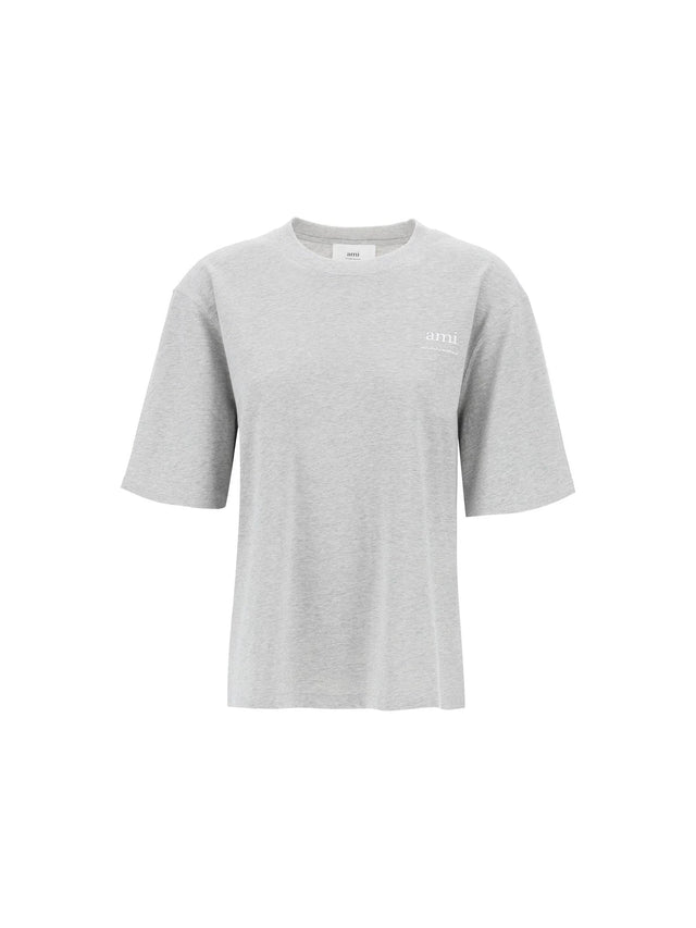 AMI PARIS-Organic Cotton T-Shirt Rubberized Logo-JOHN JULIA