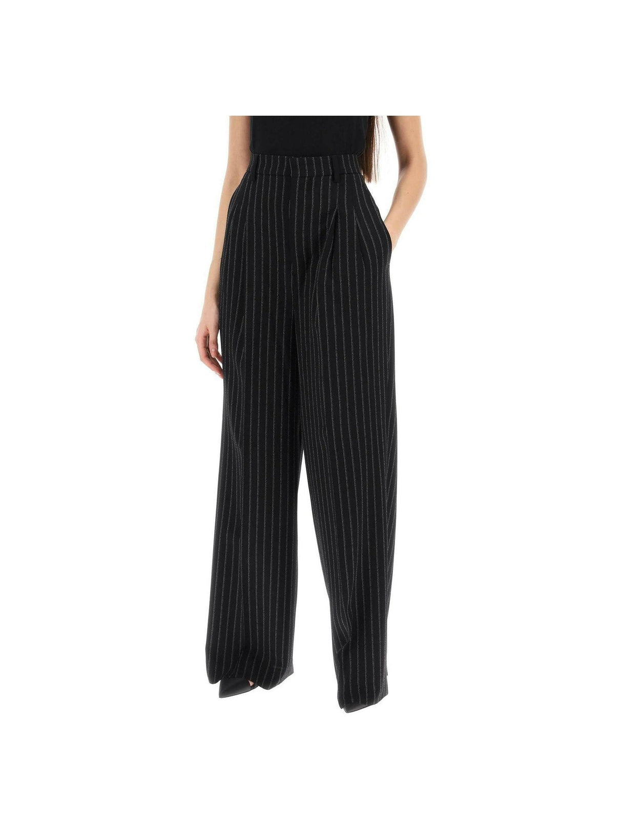 Pinstriped Wool Trousers.