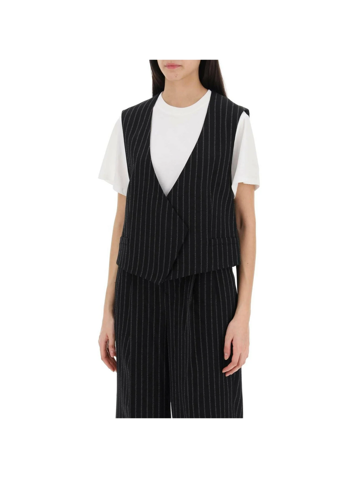 Pinstriped Virgin Wool Waistcoat AMI ALEXANDRE MATTIUSSI JOHN JULIA.