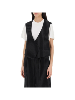 Pinstriped Virgin Wool Waistcoat AMI ALEXANDRE MATTIUSSI JOHN JULIA.