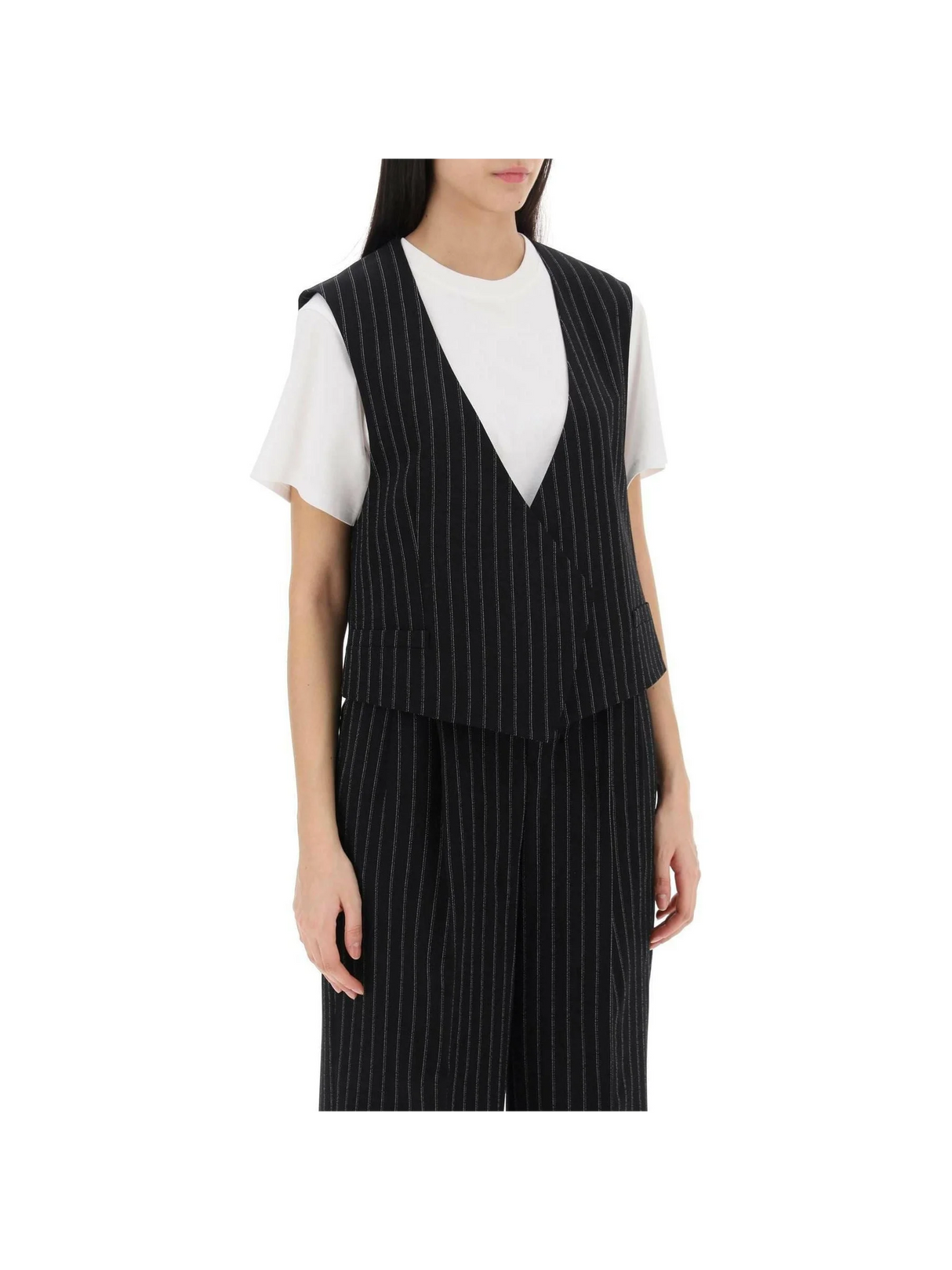 Pinstriped Virgin Wool Waistcoat AMI ALEXANDRE MATTIUSSI JOHN JULIA.