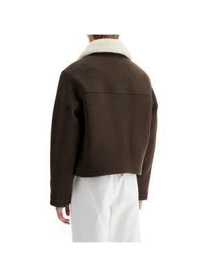 AMI ALEXANDRE MATIUSSI-Boxy Shearling Jacket With Collar -JOHN JULIA.