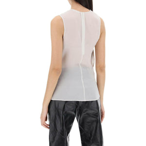 White Sheer Silk Sleeveless Silk Top AMI ALEXANDRE MATTIUSSI JOHN JULIA.