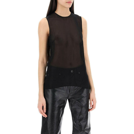 Black Sheer Silk Sleeveless Silk Top AMI ALEXANDRE MATTIUSSI JOHN JULIA.