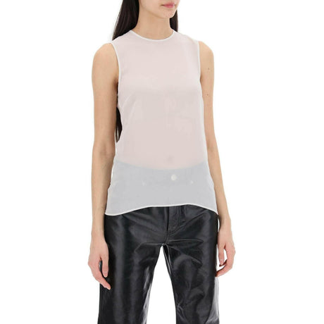 White Sheer Silk Sleeveless Silk Top AMI ALEXANDRE MATTIUSSI JOHN JULIA.