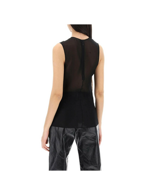 Black Sheer Silk Sleeveless Silk Top AMI ALEXANDRE MATTIUSSI JOHN JULIA.