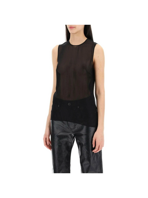 Black Sheer Silk Sleeveless Silk Top AMI ALEXANDRE MATTIUSSI JOHN JULIA.