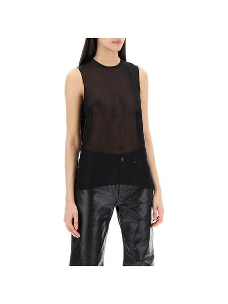 Black Sheer Silk Sleeveless Silk Top AMI ALEXANDRE MATTIUSSI JOHN JULIA.