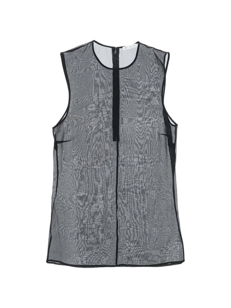 Black Sheer Silk Sleeveless Silk Top AMI ALEXANDRE MATTIUSSI JOHN JULIA.