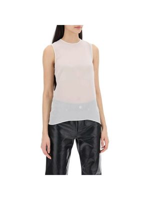 White Sheer Silk Sleeveless Silk Top AMI ALEXANDRE MATTIUSSI JOHN JULIA.