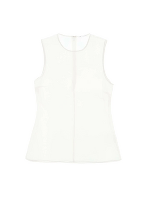 White Sheer Silk Sleeveless Silk Top AMI ALEXANDRE MATTIUSSI JOHN JULIA.