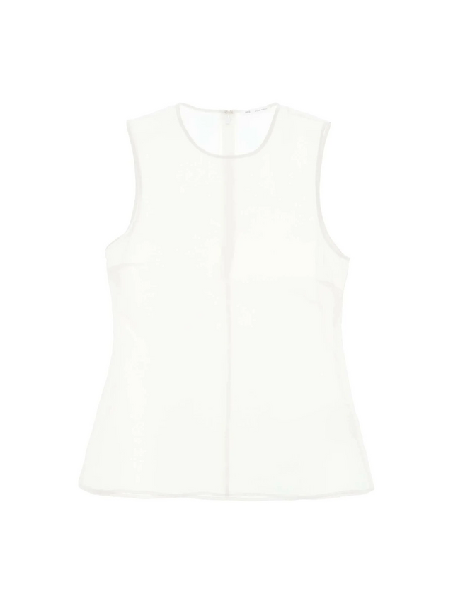 White Sheer Silk Sleeveless Silk Top AMI ALEXANDRE MATTIUSSI JOHN JULIA.