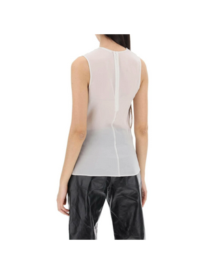 White Sheer Silk Sleeveless Silk Top AMI ALEXANDRE MATTIUSSI JOHN JULIA.