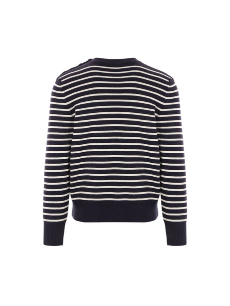 Striped Cotton and Wool Sweater-AMI PARIS-JOHN JULIA