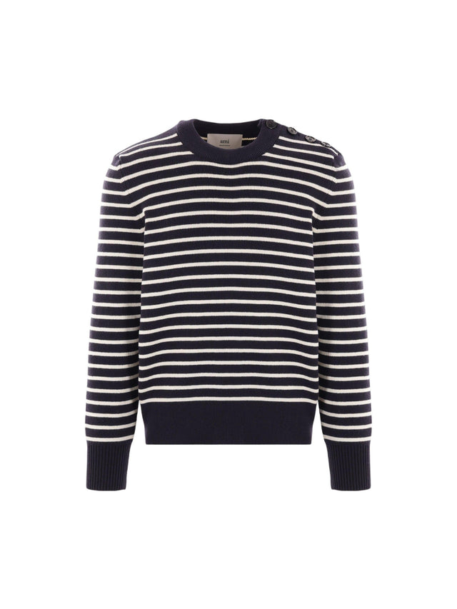 Striped Cotton and Wool Sweater-AMI PARIS-JOHN JULIA