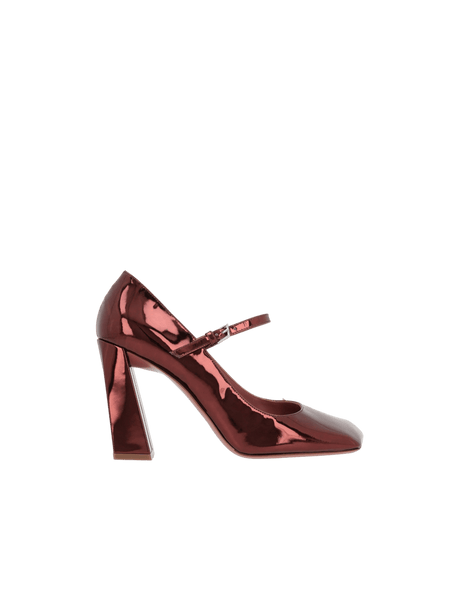 Charlotte Mirror-Effect Leather Mary-Jane Pumps-AMINA MUADDI-JOHN JULIA