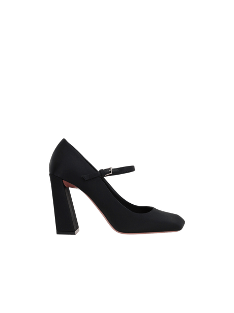 Charlotte Satin Mary-Jane Pumps-AMINA MUADDI-JOHN JULIA