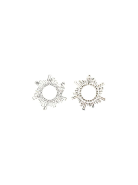 White Crystals Silver Base Begum Buckle Earrings AMINA MUADDI JOHN JULIA.