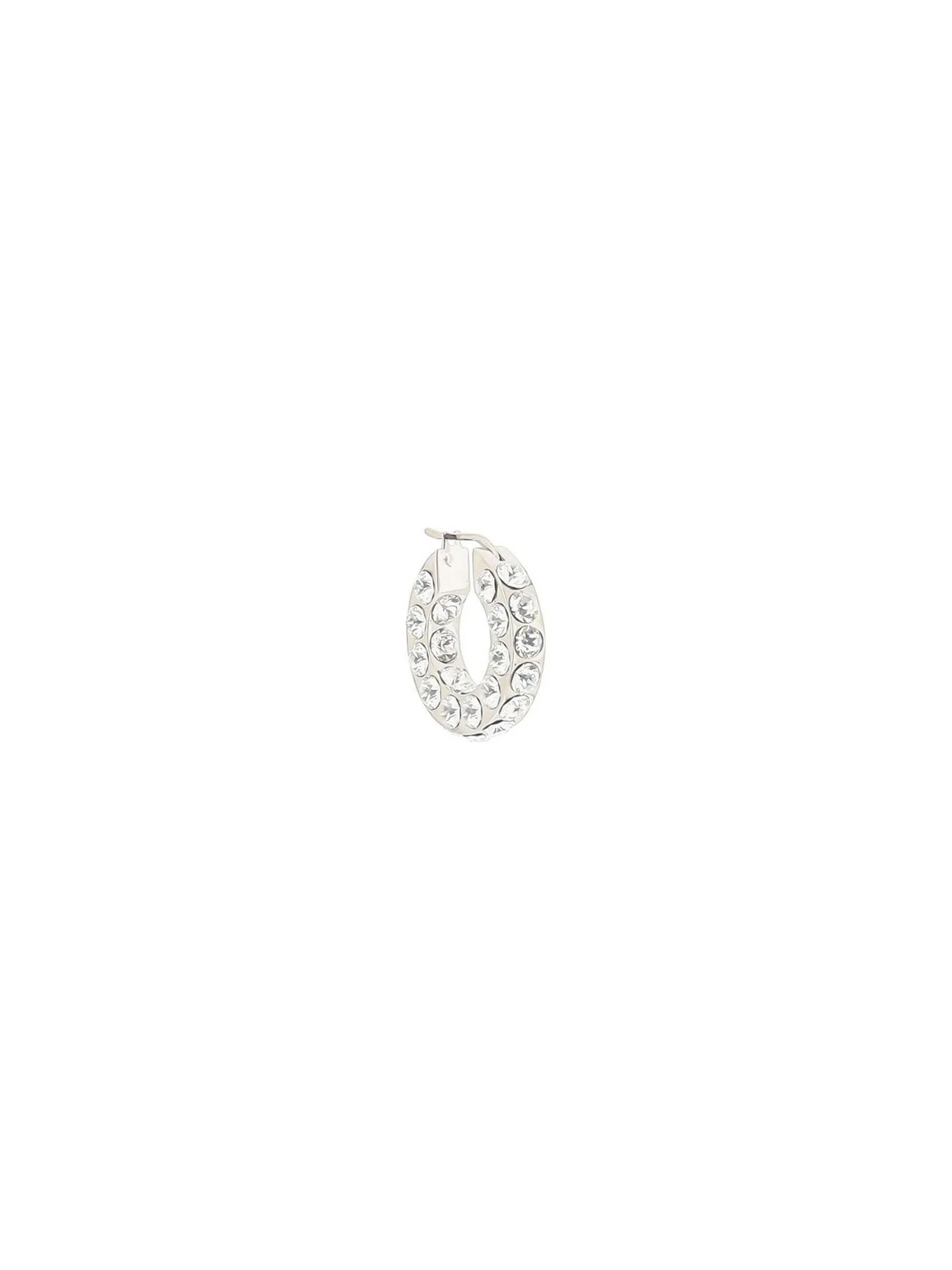 White Crystals Silver Base Small Jahleel Hoop Earrings AMINA MUADDI JOHN JULIA.