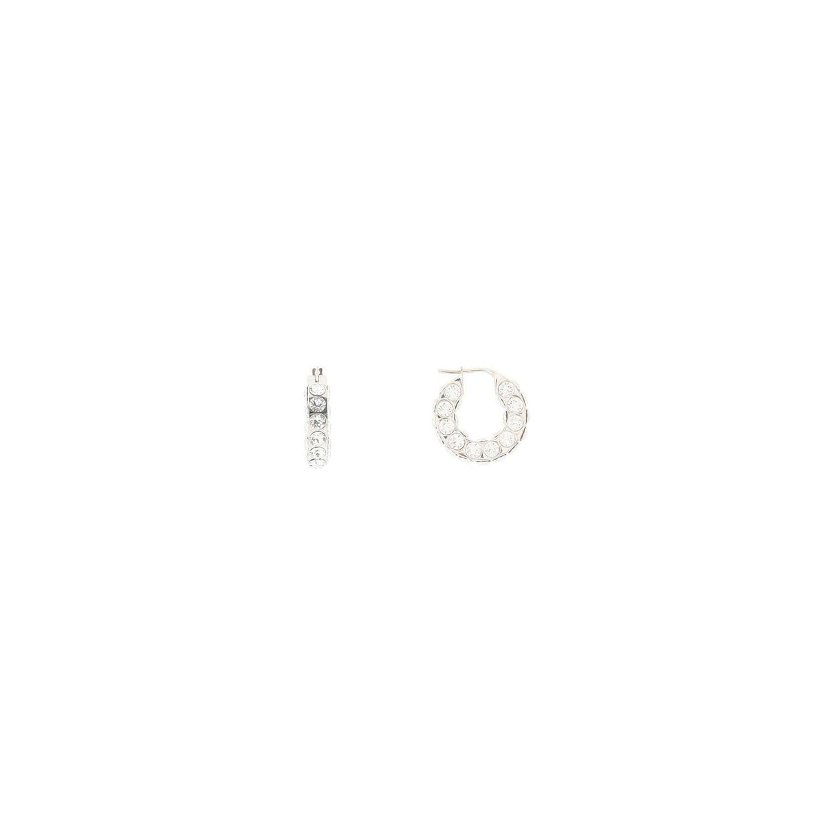 White Crystals Silver Base Small Jahleel Hoop Earrings AMINA MUADDI JOHN JULIA.