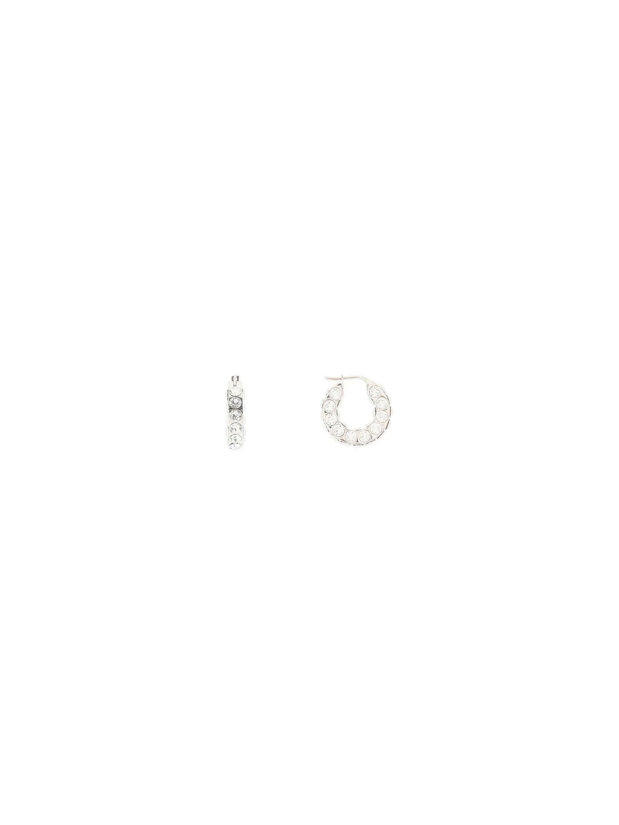 White Crystals Silver Base Small Jahleel Hoop Earrings AMINA MUADDI JOHN JULIA.