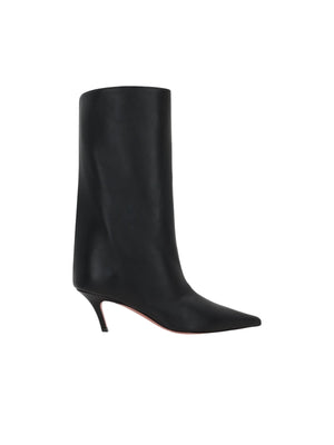 Fiona Leather Mid-Calf Boots-Amina Muaddi-JOHN JULIA