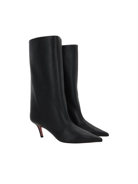 Fiona Leather Mid-Calf Boots-Amina Muaddi-JOHN JULIA